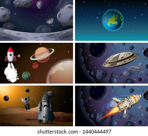 Set of space background illustration