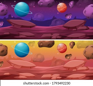 Set of space background illustration