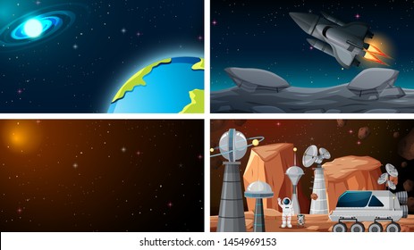 Conjunto de ilustraciones de fondos espaciales