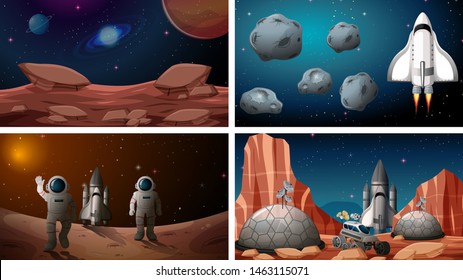 Set of space backgrounds illustration