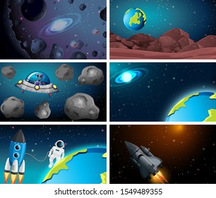 Set of space backgrounds illustration