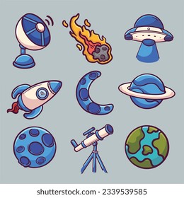 Conjunto de dibujos animados de la colección espacial