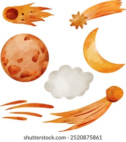 set of space element. comet. cosmic