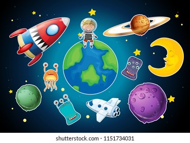 A set of space element illustration