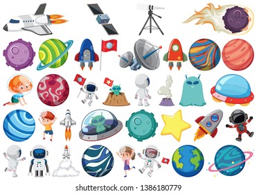 Set of space element illustrations