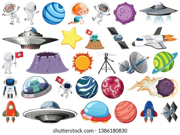 Set of space element illustrations