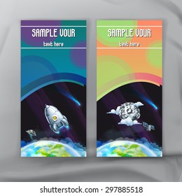 Set of space flyers, brochure template, vector design