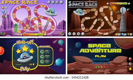 Set of space games illustration