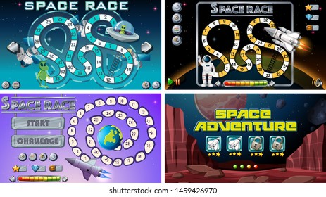 Set of space games illustration