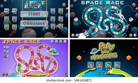 Juego de ilustraciones de juegos de espacio