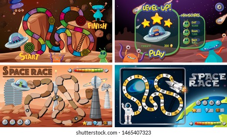 Set of space games illustration