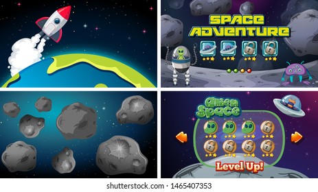 Juego de ilustraciones de juegos de espacio