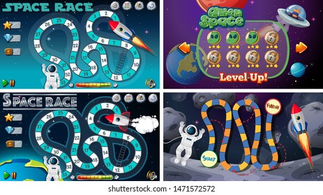 Set of space games illustration
