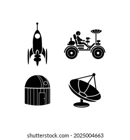 Set of space icon vector illustration in outline style for for web,landing page, stickers, and background
