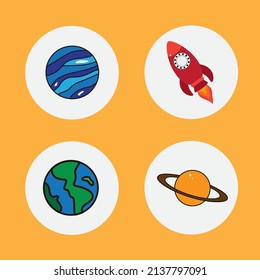 Set of space icon vector illustration for for web,landing page, stickers, and background