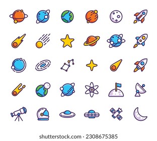 Set of space icon vector logo illustration