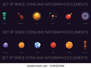 Set of space icons infographic elements