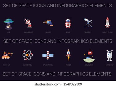 Set Of Space Icons Infographic Elements