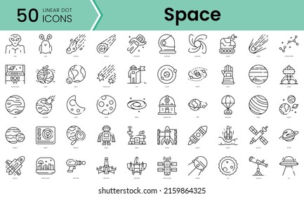 Set of space icons. Line art style icons bundle. vector illustration