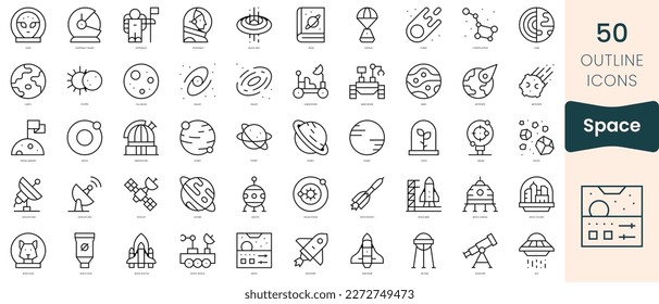 Set of space icons. Thin linear style icons Pack. Vector Illustration