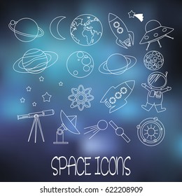 Set of space icons. Vector illustration