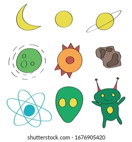 
Set of space illustrations. Suitable to complement illustrations.