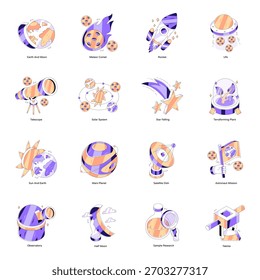 Conjunto de Ilustrações Isométricas de Espaço