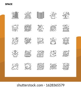 Set of Space Line Icon set 25 Icons. Vector Minimalism Style Design Black Icons Set. Linear pictogram pack.
