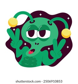 Set of Space Monster and Alien Flat Stickers 

