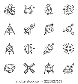 Set of Space Objects Hand Drawn Icons 

