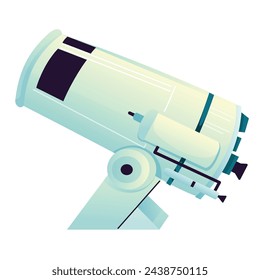 Set of space optical telescopes on a stand and tripod, a large observation, telescope. Illustration of astronomical instruments.