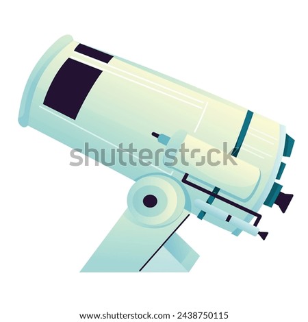 Set of space optical telescopes on a stand and tripod, a large observation, telescope. Illustration of astronomical instruments.