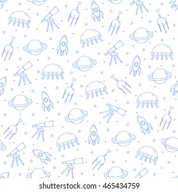 Set of Space pattern blue icons