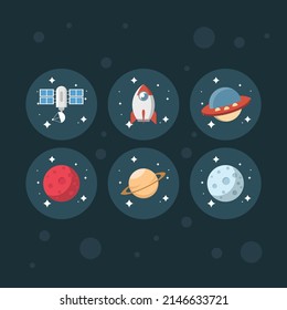 Set of space and planet in cartoon vector