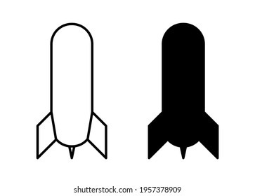 Set of Space Rocket or Missile Weapon Icons. Vector Image.