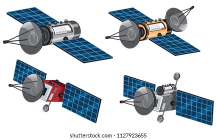 Set of space satellite illustration