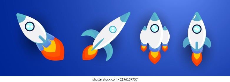 set of space ship rocket vector design fit for space banner,galaxy,business,growing,future,finance,etc 