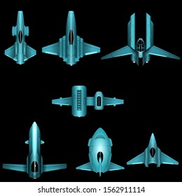 Set of space ships for 2d top down space shooter video games