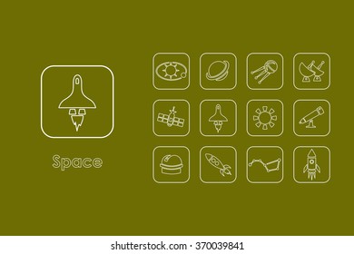 Set of space simple icons