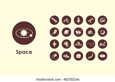 Set of space simple icons