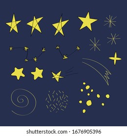 Set of space stars. Suitable to complement illustrations.