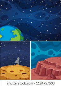 Una ilustración de un conjunto de plantillas de espacio