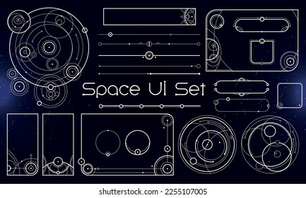 Set von Space User Interface Elements. Ethnischer und Stammesstil. Kreisgeometrie. Vektorgrafik EPS10