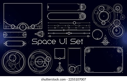 Set von Space User Interface Elements. Ethnischer und Stammesstil. Kreisgeometrie. Vektorgrafik EPS10