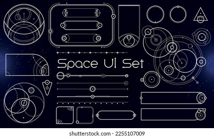 Set von Space User Interface Elements. Ethnischer und Stammesstil. Kreisgeometrie. Vektorgrafik EPS10