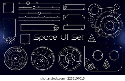 Set von Space User Interface Elements. Ethnischer und Stammesstil. Kreisgeometrie. Vektorgrafik EPS10