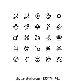 Set of spacecraft, astronaut, science, astronomy, outline style icon - vector