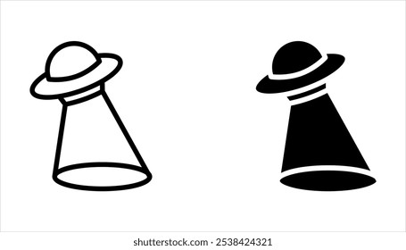 Conjunto de coleção de ícones de naves espaciais UFO no fundo branco