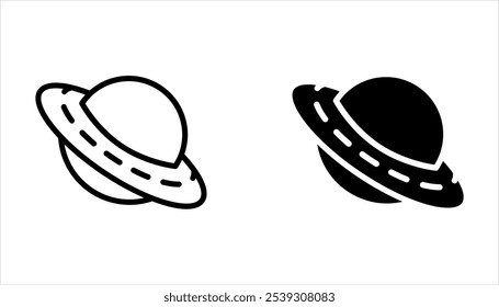 Conjunto de coleção de ícones de naves espaciais UFO no fundo branco