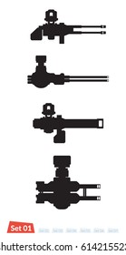 Set of Spaceship weapons silhouette set one
